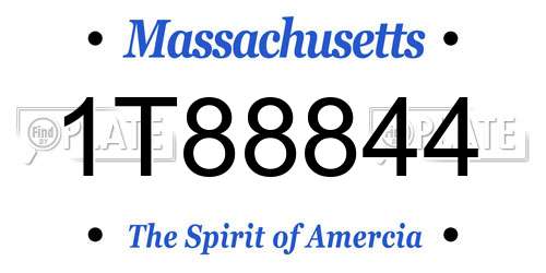 1T88844 Massachusetts License Plate