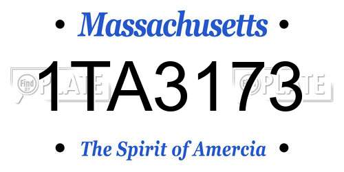 1TA3173 Massachusetts License Plate