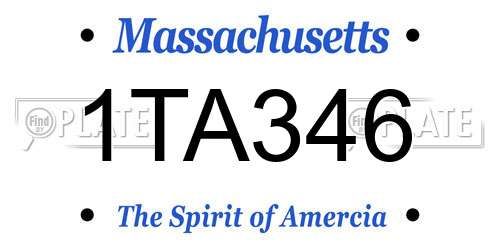 1TA346 Massachusetts License Plate