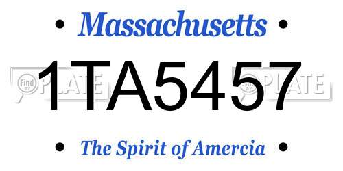 1TA5457 Massachusetts License Plate