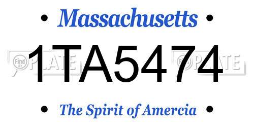 1TA5474 Massachusetts License Plate