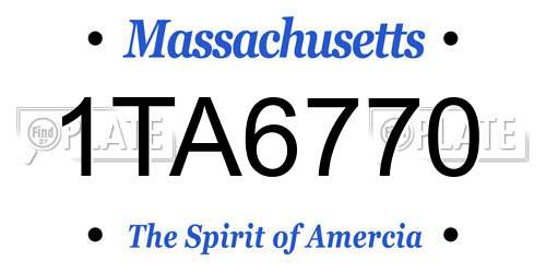 1TA6770 Massachusetts License Plate