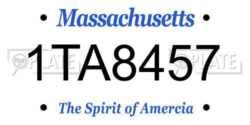1TA8457 Massachusetts License Plate