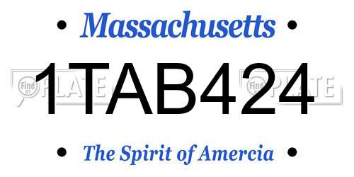 1TAB424 Massachusetts License Plate