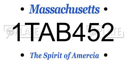 1TAB452 Massachusetts License Plate