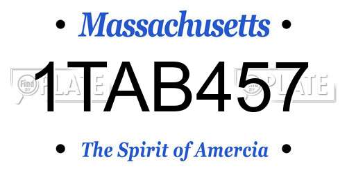 1TAB457 Massachusetts License Plate