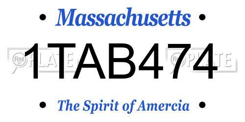 1TAB474 Massachusetts License Plate