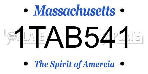 1TAB541 Massachusetts License Plate