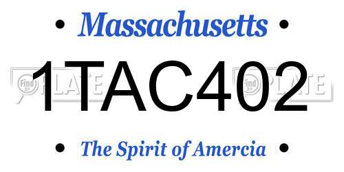 1TAC402 Massachusetts License Plate