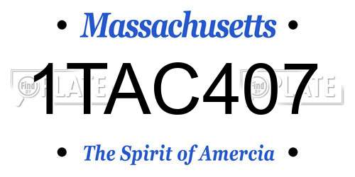 1TAC407 Massachusetts License Plate