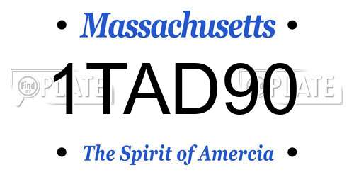 1TAD90 Massachusetts License Plate