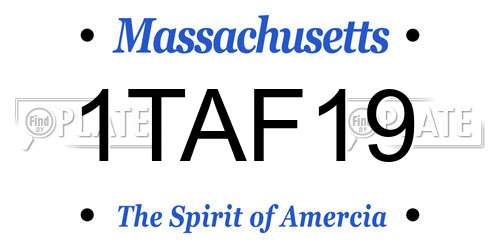 1TAF19 Massachusetts License Plate