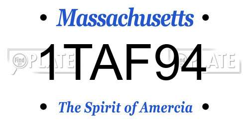 1TAF94 Massachusetts License Plate
