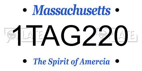 1TAG220 Massachusetts License Plate