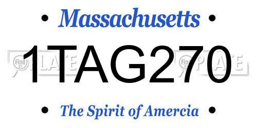 1TAG270 Massachusetts License Plate
