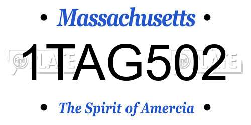 1TAG502 Massachusetts License Plate