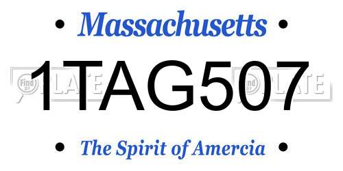 1TAG507 Massachusetts License Plate