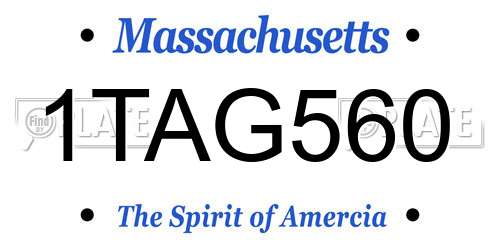 1TAG560 Massachusetts License Plate