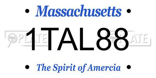 1TAL88 Massachusetts License Plate