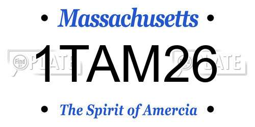 1TAM26 Massachusetts License Plate