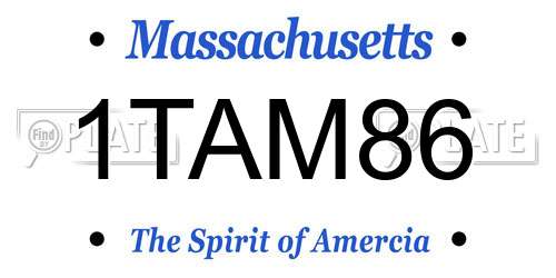 1TAM86 Massachusetts License Plate