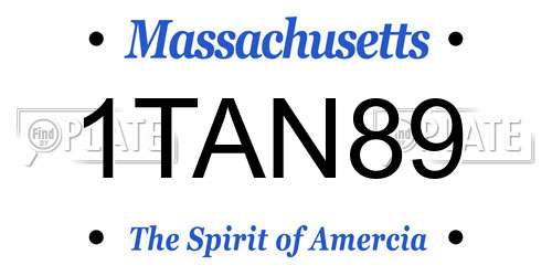 1TAN89 Massachusetts License Plate
