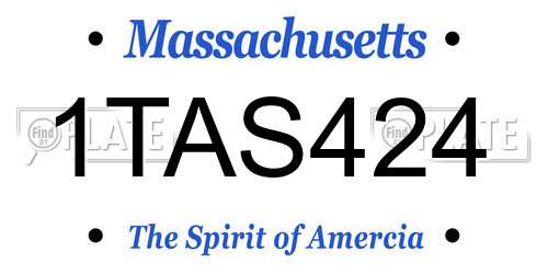 1TAS424 Massachusetts License Plate