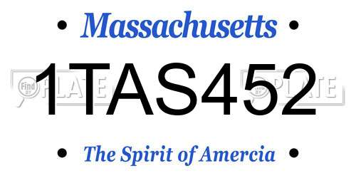 1TAS452 Massachusetts License Plate