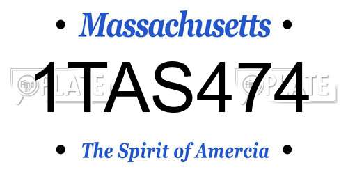 1TAS474 Massachusetts License Plate