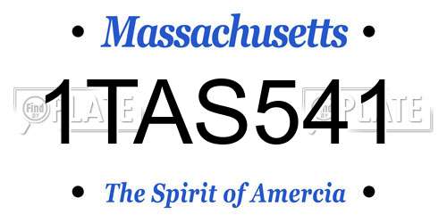 1TAS541 Massachusetts License Plate