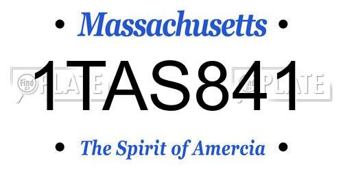 1TAS841 Massachusetts License Plate