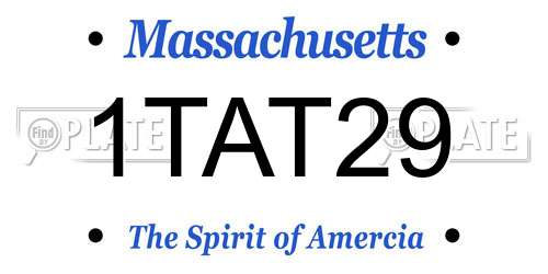 1TAT29 Massachusetts License Plate