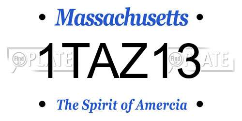 1TAZ13 Massachusetts License Plate