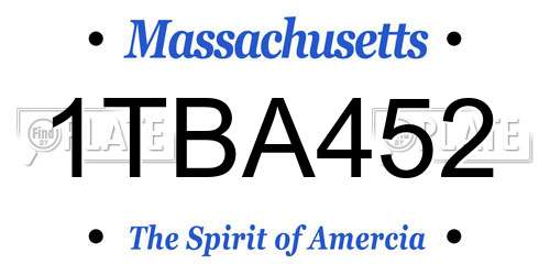 1TBA452 Massachusetts License Plate