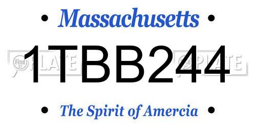 1TBB244 Massachusetts License Plate