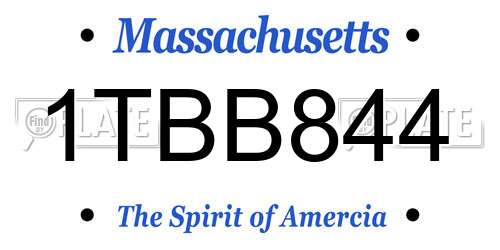 1TBB844 Massachusetts License Plate