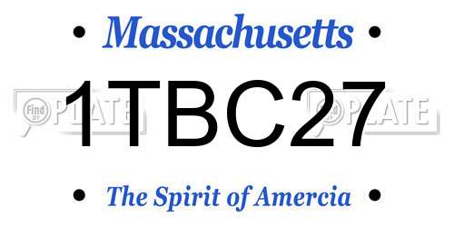 1TBC27 Massachusetts License Plate