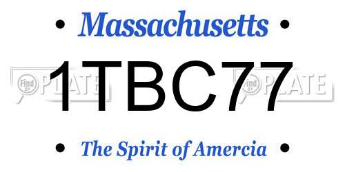1TBC77 Massachusetts License Plate