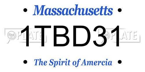 1TBD31 Massachusetts License Plate