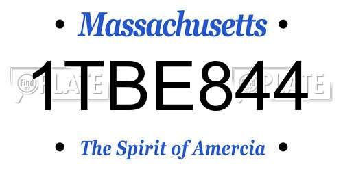 1TBE844 Massachusetts License Plate