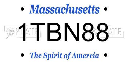 1TBN88 Massachusetts License Plate