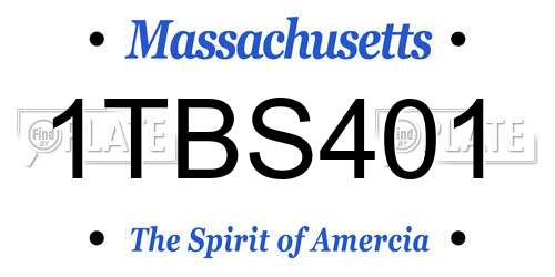 1TBS401 Massachusetts License Plate