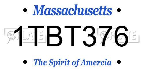 1TBT376 Massachusetts License Plate