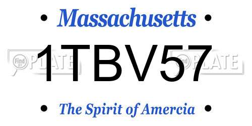 1TBV57 Massachusetts License Plate