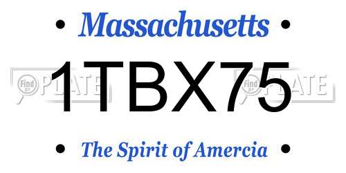 1TBX75 Massachusetts License Plate