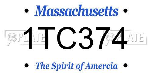 1TC374 Massachusetts License Plate