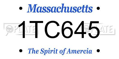 1TC645 Massachusetts License Plate