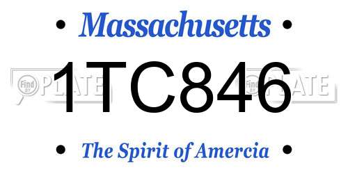 1TC846 Massachusetts License Plate