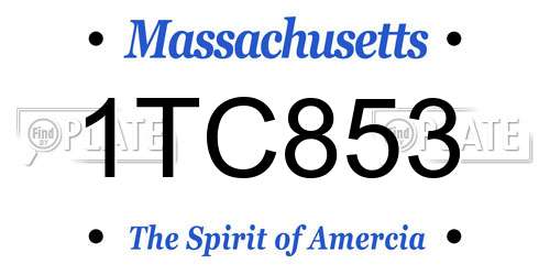1TC853 Massachusetts License Plate