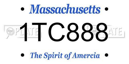 1TC888 Massachusetts License Plate